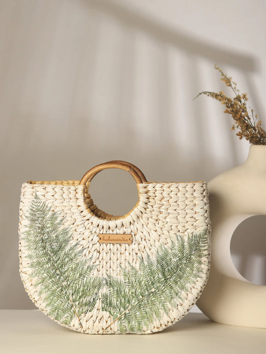 Handwoven Seagrass Half Moon Tote Bag