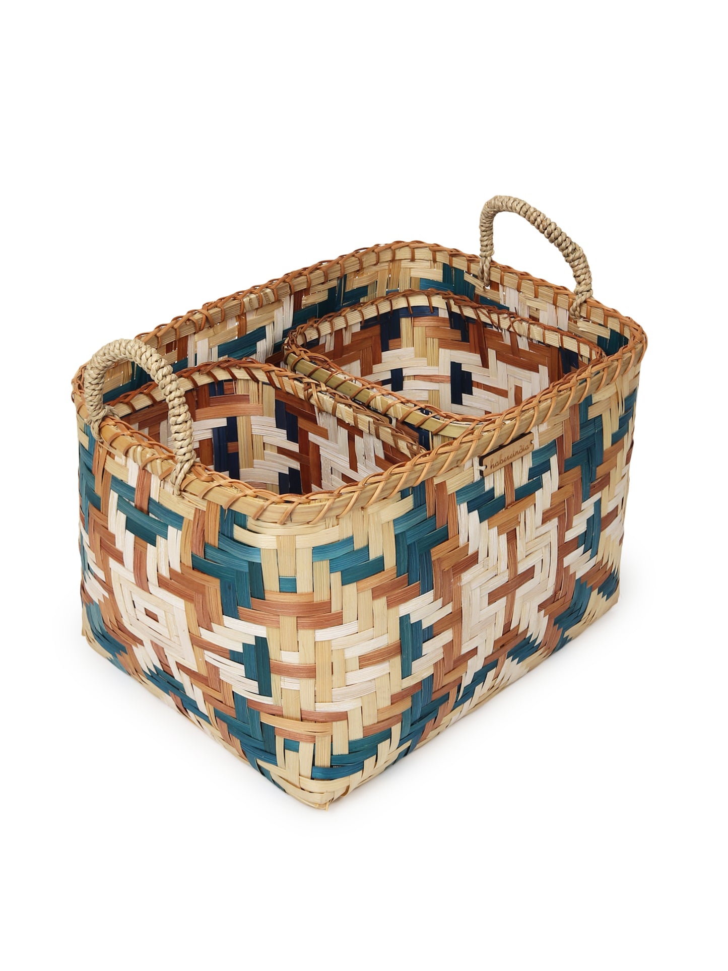 Bamboo Storage Basket | Shelf Baskets with Handle Set of 3