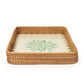 Rectangular Cane Tray - Green Rangoli Mosaic