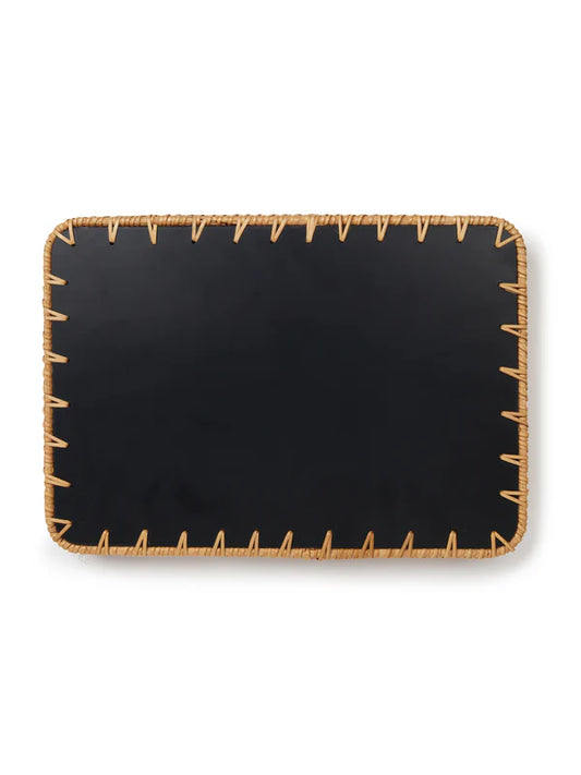 Decorative Green Rangoli Mosaic Cane Tray for Coffee Table and Kitchen Serving