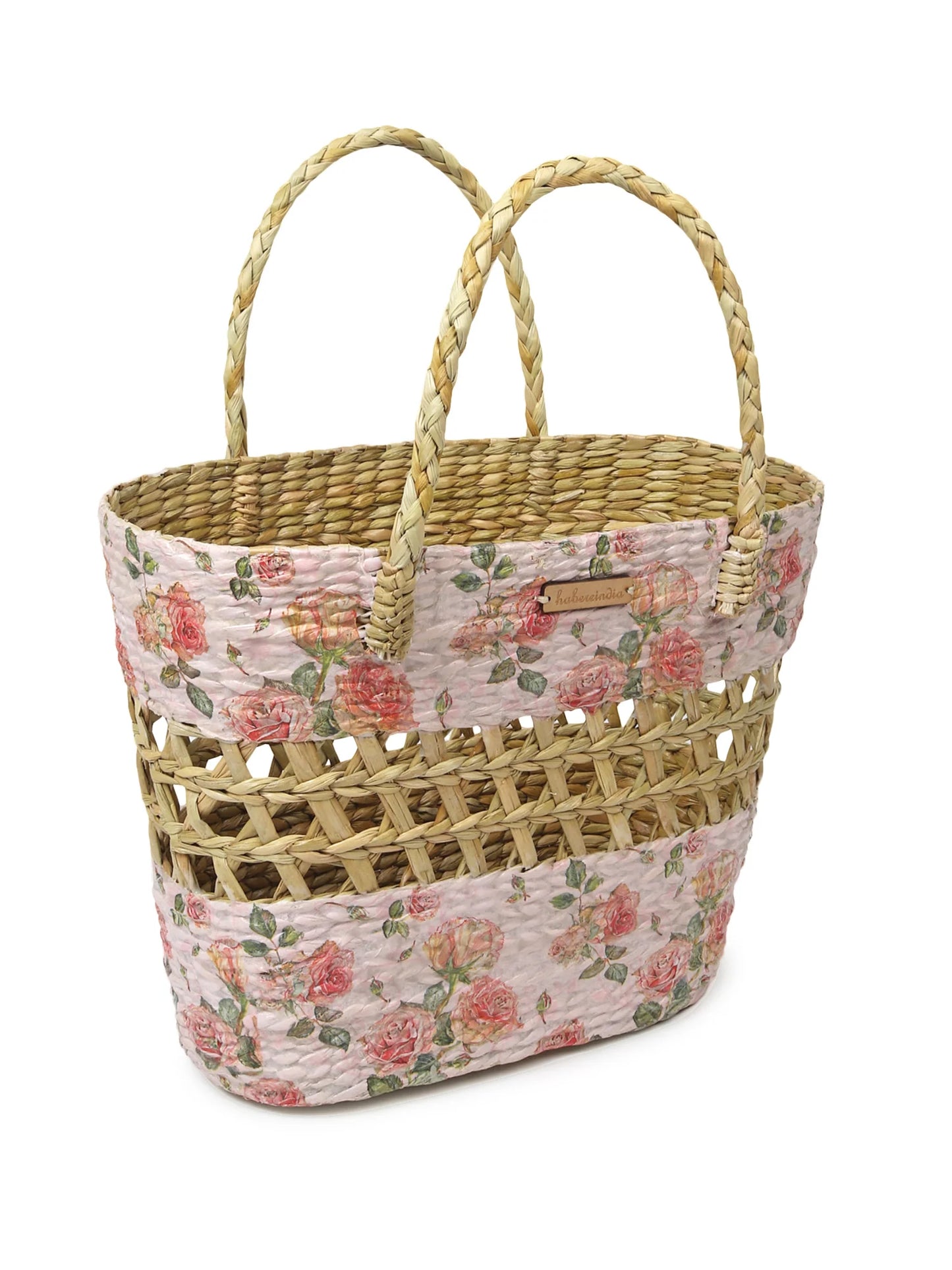Handwoven Seagrass Basket for Storage, Shopping & Travel Use