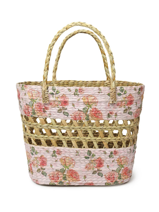 Handwoven Seagrass Basket for Storage, Shopping & Travel Use