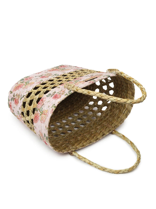 Handwoven Seagrass Basket for Storage, Shopping & Travel Use