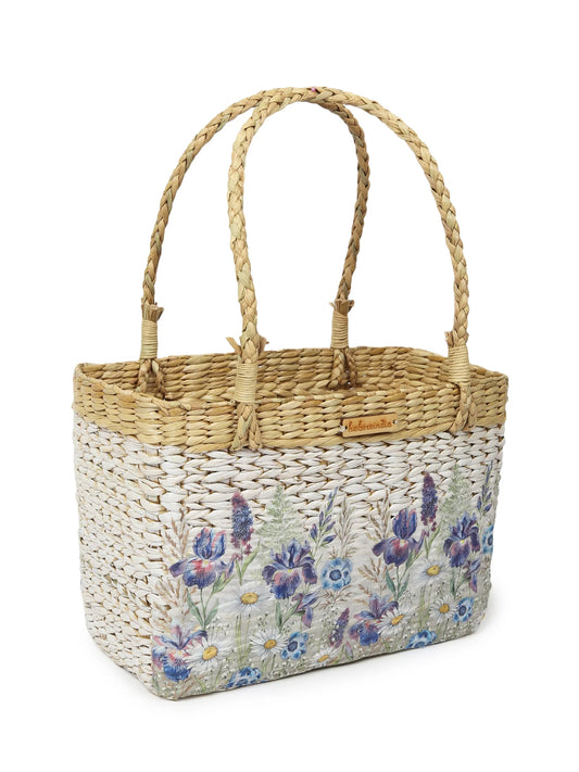 Natural Handwoven Tote Bag for Shopping, Picnic & Storage