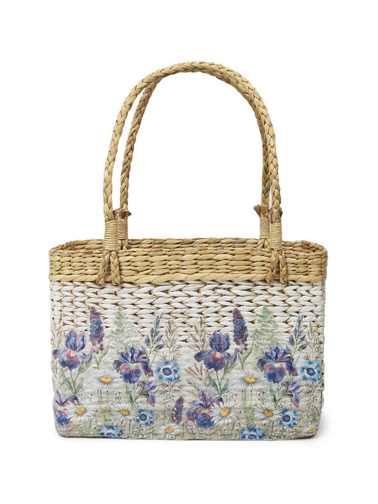 Natural Handwoven Tote Bag for Shopping, Picnic & Storage
