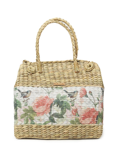 Handwoven Seagrass Gift Hamper Basket for Picnic, Travel & Food Carry