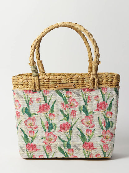 Natural Seagrass Tote Bag for Shopping, Picnic & Everyday Use