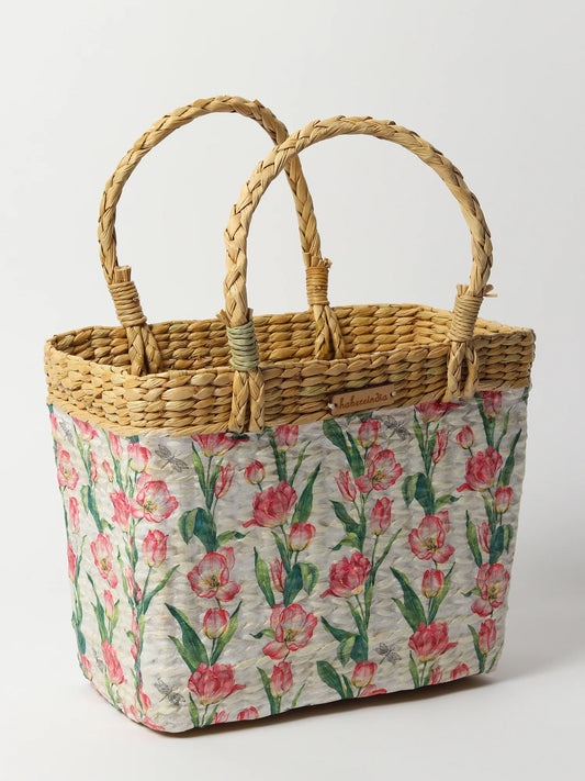 Handmade Seagrass Tiffin Basket for Lunch, Picnic & Outdoor Meals