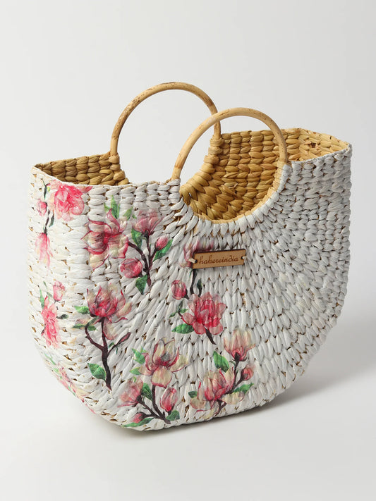 Handmade Seagrass U-Shape Tote Bag for Shopping, Storage & Everyday Use