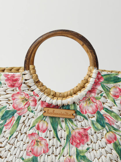 Handwoven Seagrass Half Moon Beach Bag, Women Handbag