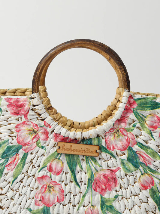 Handwoven Seagrass Half Moon Beach Bag, Women Handbag