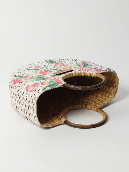 Handwoven Seagrass Half Moon Beach Bag, Women Handbag