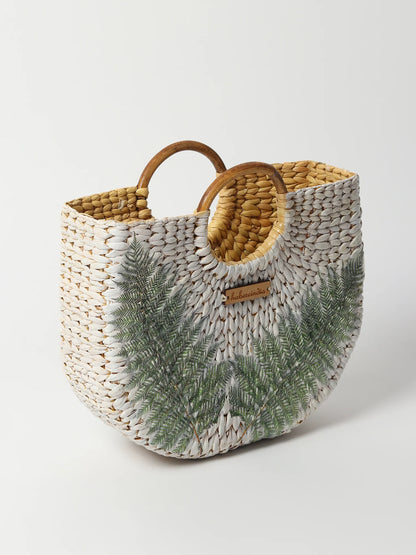 Handwoven Seagrass Half Moon Tote Bag