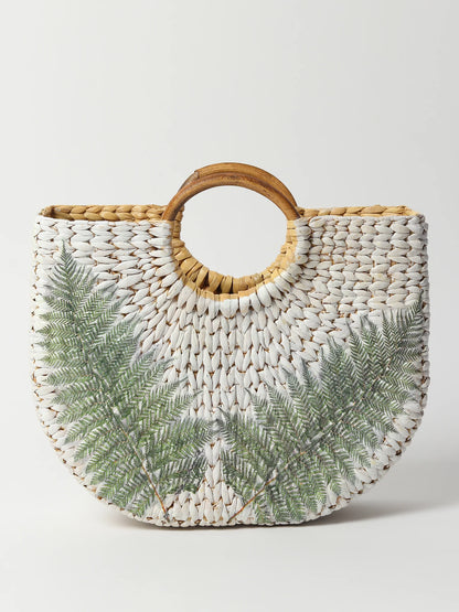 Handwoven Seagrass Half Moon Tote Bag