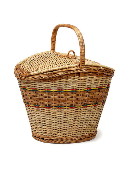 Vintage Wicker Picnic Basket for Food Storage, Outdoor Dining & Travel