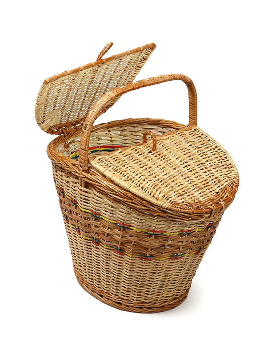Vintage Wicker Picnic Basket for Food Storage, Outdoor Dining & Travel
