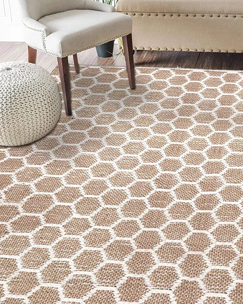 Natural Rectangular Jute Carpet For Dining Area