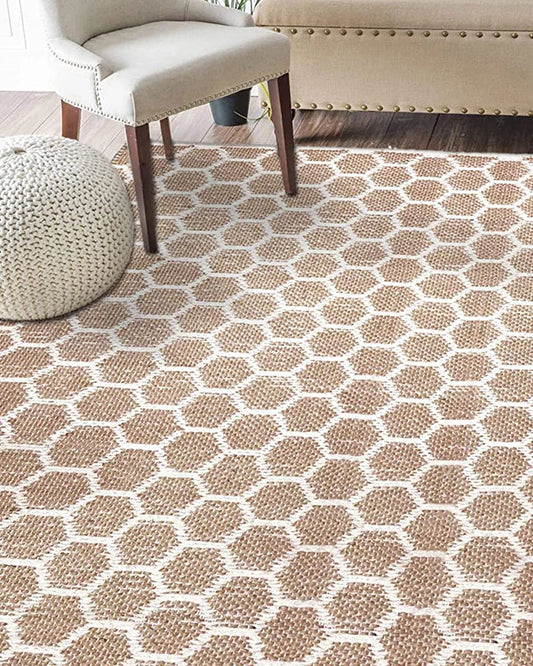 Natural Rectangular Jute Carpet For Dining Area