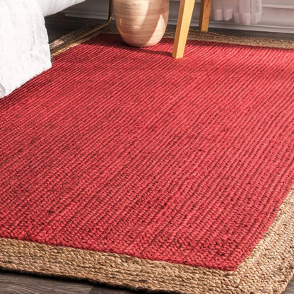 Rectangular Red Jute Floor Mat For Bedroom