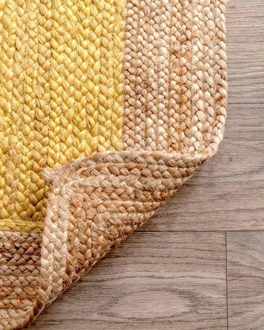 Rustic Yellow Rectangular Jute Carpet For Living Room And Home Interior