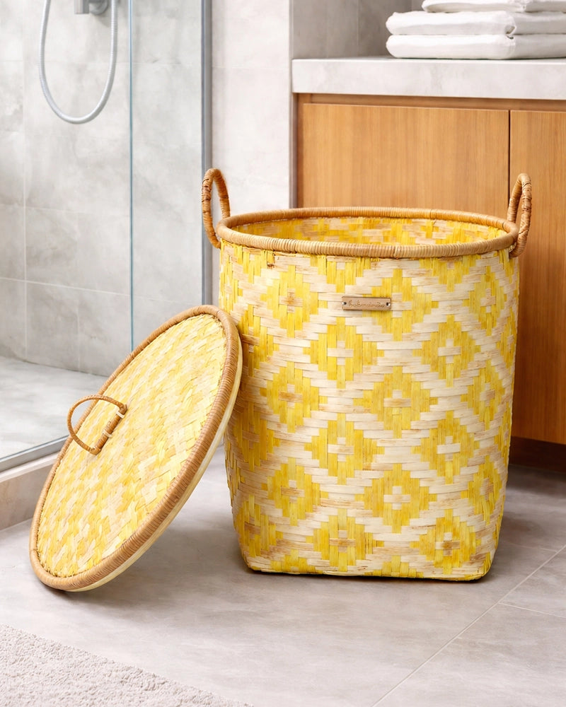 Handwoven Bamboo Laundry Basket with Lid for Stylish Home Organization