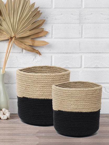 Pflanzkörbe aus schwarzer Jute – 2er-Set
