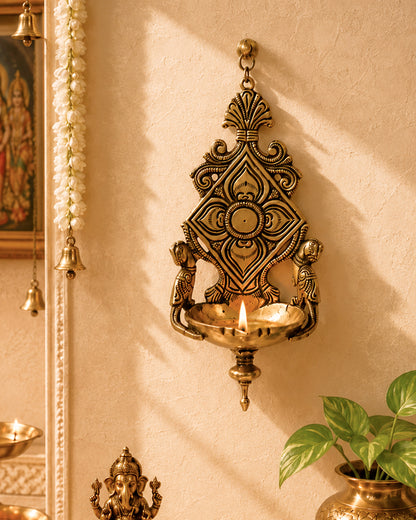 Decorative Brass Hanging Diya for Aarti, Pooja Items, and Home Decor
