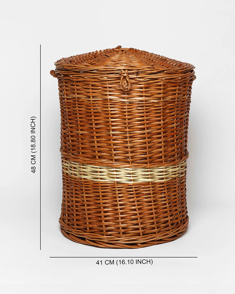 Handwoven Wicker Laundry Basket with Lid for Stylish and Organized Home Storage