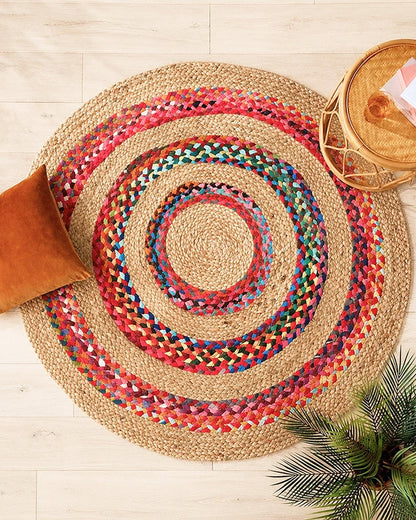 Natural Round Jute Carpet For Dining Room