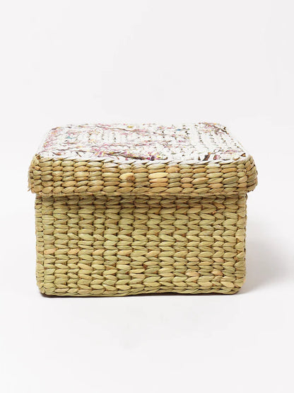 Stylish Seagrass Lid Box for Wardrobe & Accessories Storage