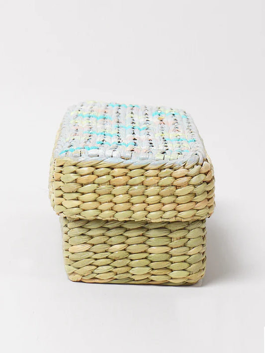 Rustic Long Seagrass Organizer Box for Desk & Wardrobe Essentials