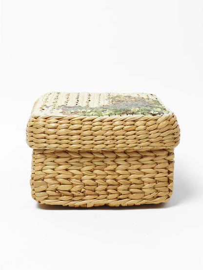 Handcrafted Seagrass Organizer Box for Small Household Essentials