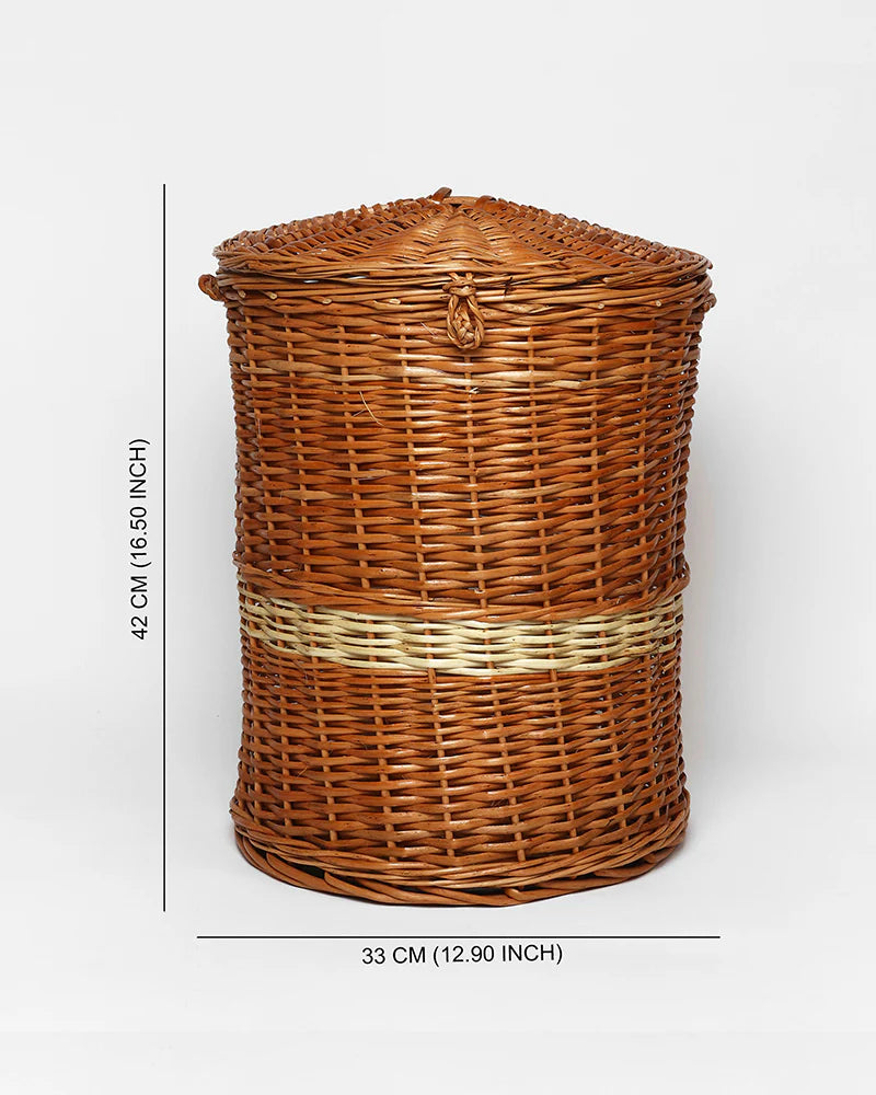 Handwoven Wicker Laundry Basket with Lid for Stylish and Organized Home Storage
