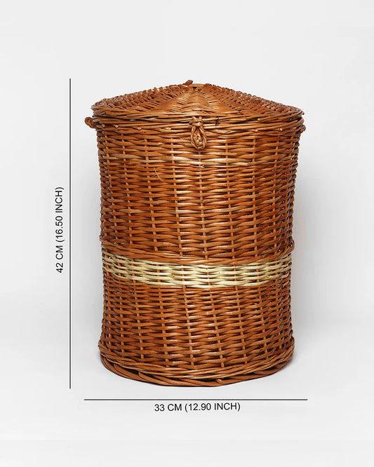 Handwoven Wicker Laundry Basket with Lid for Stylish and Organized Home Storage