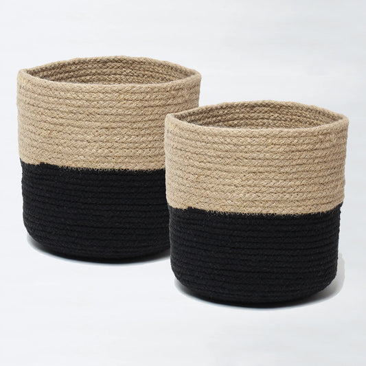 Set of 2 Neutral Jute Basket for Plants and Organizing Needs