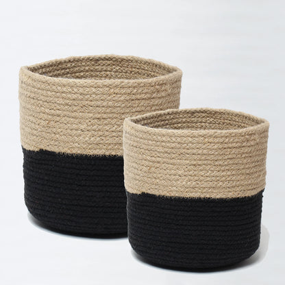 Pflanzkörbe aus schwarzer Jute – 2er-Set