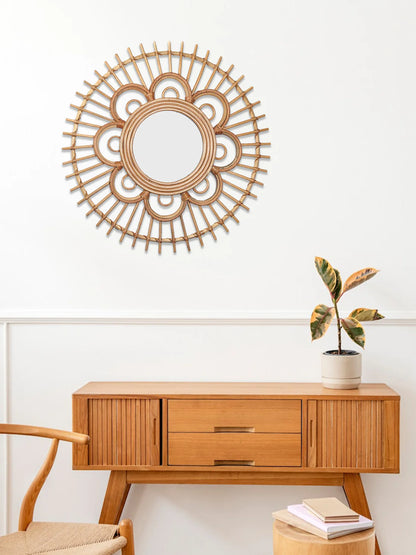 Decorative Handwoven Rattan Mirror for Modern and Minimalist Homes