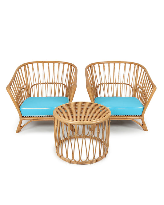 Malibu Chair with Table | Rattan Garden Seating Chair Table Set | Cane Outdoor Table Chair Set | Coffee Table Set