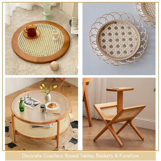 Cane Webbing Roll Beige Rattan Mesh for Furniture and DIY Craft 3FT