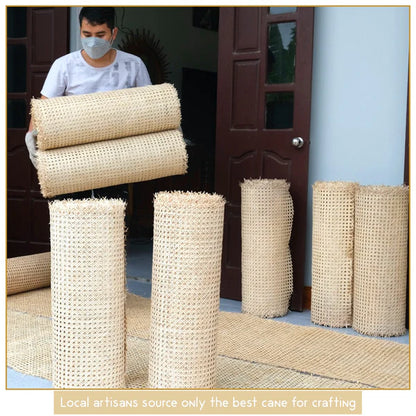 Cane Webbing Roll Beige Rattan Mesh for Furniture and DIY Craft 3FT