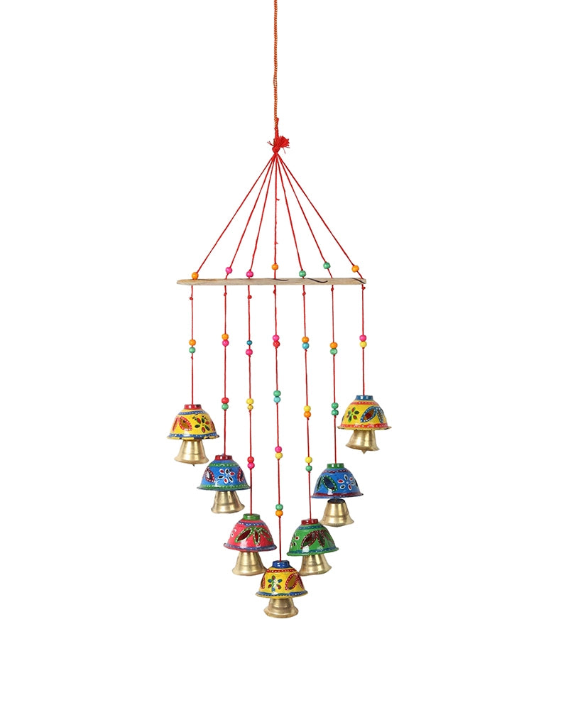 Handcrafted Rajasthani Wind Chime with Hand Painted Bells for Door Hanging