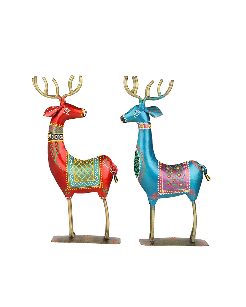 Handcrafted Metal Deer Figurine Set of 2 Home Decor Showpiece Gift Item