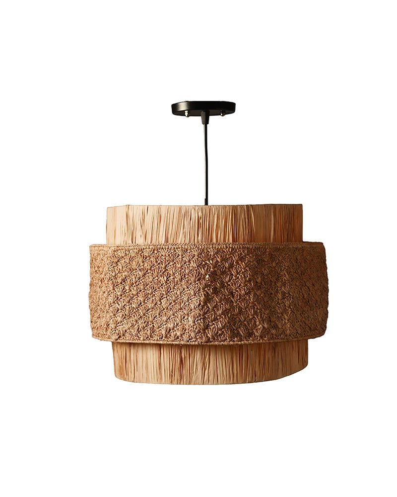 Raffia Drum Pendant Lamp for Living Room Bedroom & Boho Home Decor