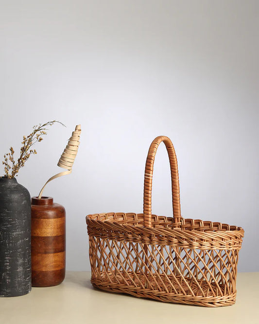 Versatile Wicker Hamper Basket for Fruits, Snacks, and Eco-Friendly Home Storage