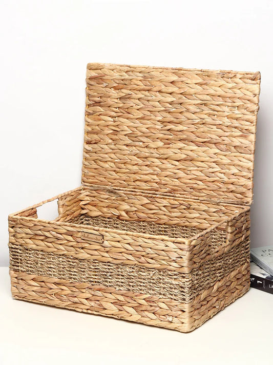 Eco-Friendly Seagrass Lid Box for Scarves, Belts & Wardrobe Essentials