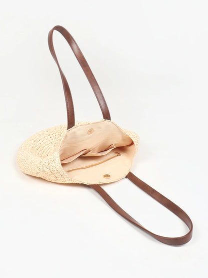 Handcrafted Raffia Round Tote Handbag