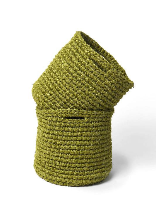 Set of 2 Soft Cotton Basket for Plants, Books, or Blankets