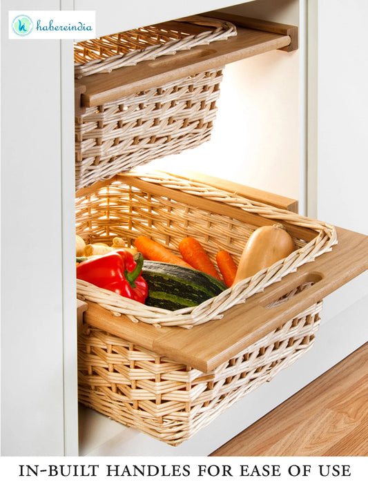 Rustic Wicker Modular Kitchen Basket for Fruits & Vegetables and Multipurpose Storage
