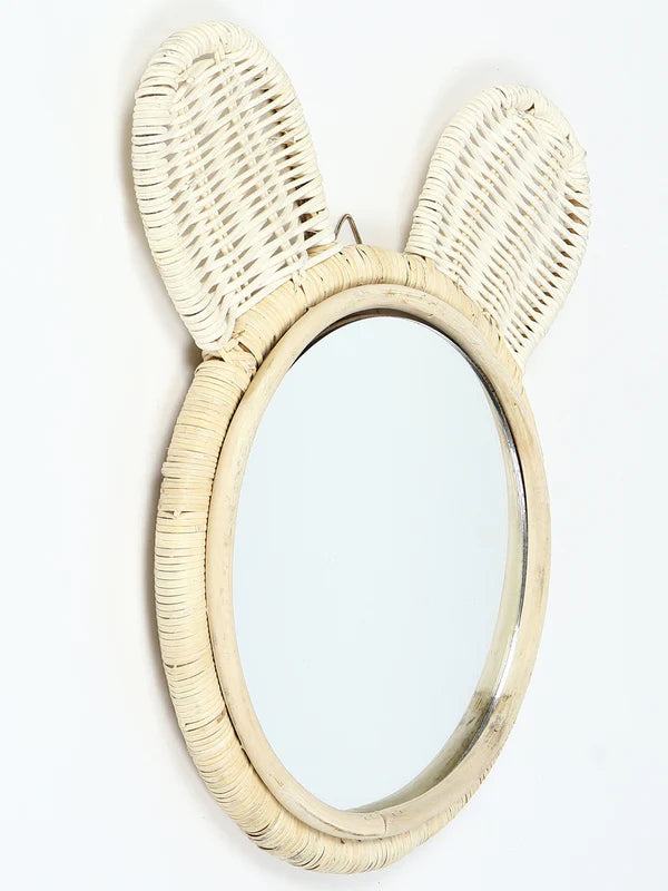 Rustic Handmade Rattan Wall Mirror for Bedroom, Bathroom, or Hallway Accent