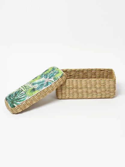 Handwoven Long Seagrass Storage Box for Scarves, Accessories & Small Items